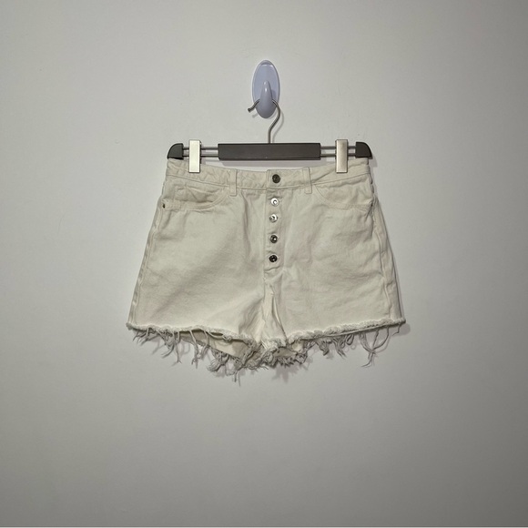 Zara Pants - ZARA women's creamy white button fly raw hem sumer festival shorts in size US 8
